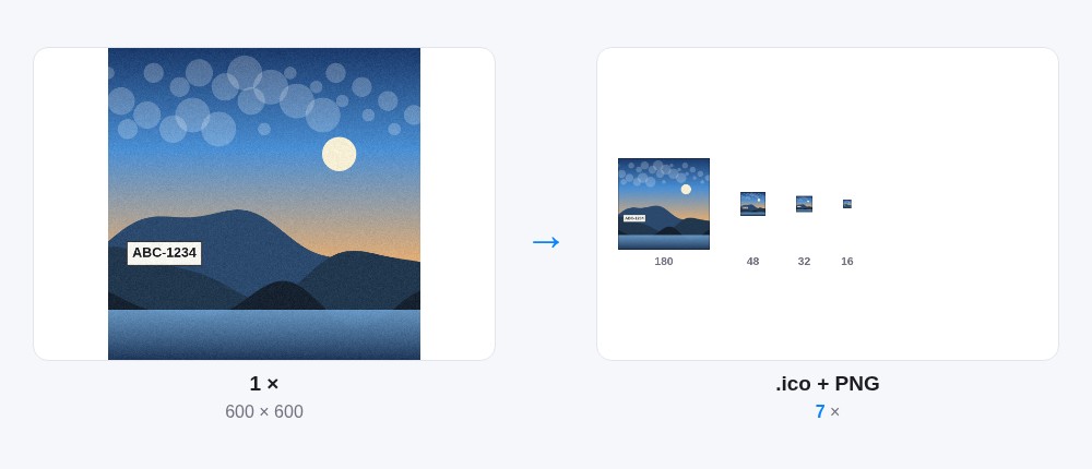 Favicon 產生器：處理前後對照範例